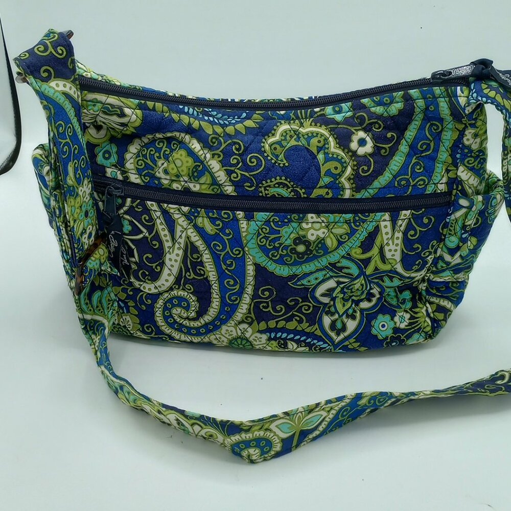Vera Bradley Rhythm & Blues Retired Hipster Crossbody Paisley Floral Blue Green - Picture 2 of 15
